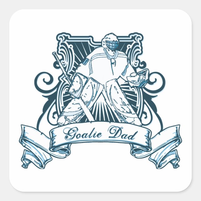 Hockey Goalie Dad Square Sticker (Front)