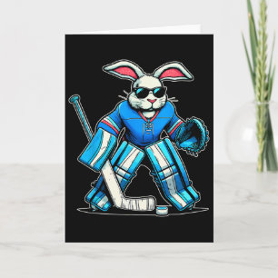 Hockey Goalie Easter Bunny Eggs Card