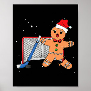 Hockey Goalie Gingerbread Goalkeeper Funny Christm Poster
