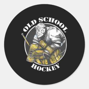 Hockey Goalie Heritage Vintage Old School Classic Round Sticker