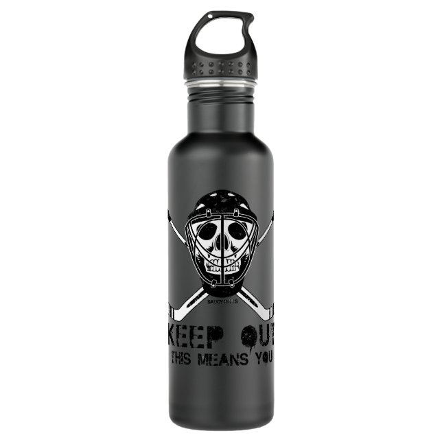 Hockey Goalie Hockey Skull Keep Out 607 player 710 Ml Water Bottle (Front)