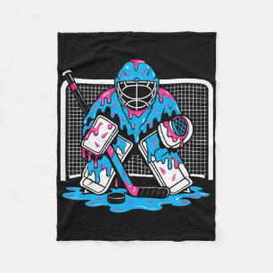 Hockey Goalie Ice Cream Drip Boys Ice Hockey Youth Fleece Blanket