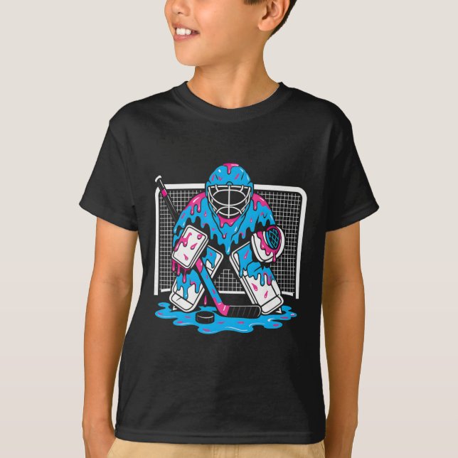 Hockey Goalie Ice Cream Drip Boys Ice Hockey Youth T-Shirt (Front)