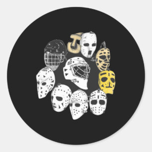 Hockey Goalie Mask Evolution Heritage Vintage Mode Classic Round Sticker