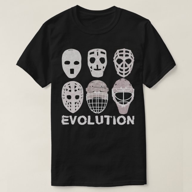 Hockey Goalie Mask Evolution T-Shirt (Design Front)