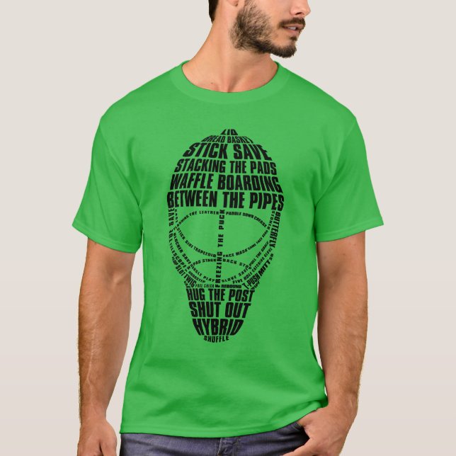 Hockey Goalie Mask Word Art T-Shirt (Front)