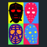 Hockey Goalie Masks Pop Art Poster<br><div class="desc">Cool, colourful pop-art style vintage ice hockey goalie masks. Perfect for hockey goalies and fans! Great on a t-shirt, hoodie, or on many great gift ideas e.g. cell phone cases, laptop and ipad sleeves, aprons, mugs, bags and more. You can customise any design, by adding your own text, or resizing...</div>