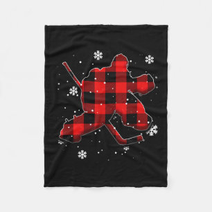 Hockey Goalie Plaid Christmas  Fleece Blanket