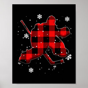 Hockey Goalie Plaid Christmas Poster