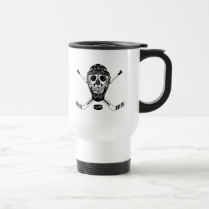 Hockey Goalie Skull and Sticks Travel Mug