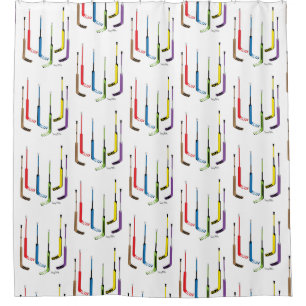 Hockey Goalie Sticks Colourful Shower Curtain