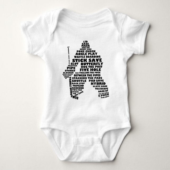 Hockey Goalie Text Art Baby Bodysuit (Front)