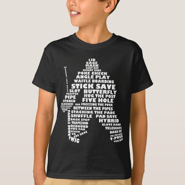 Hockey Goalie Typographic Children's T-Shirt (Front)
