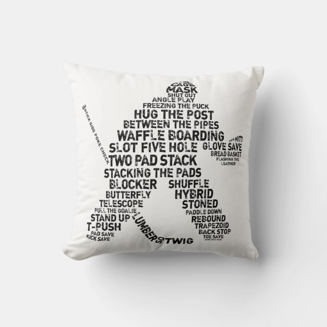 Hockey Goalie Typography Customisable Pillow (Front)