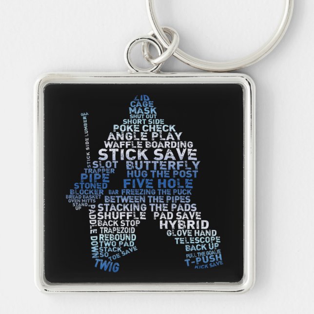 Hockey Goalie Typography Keychain (Front)