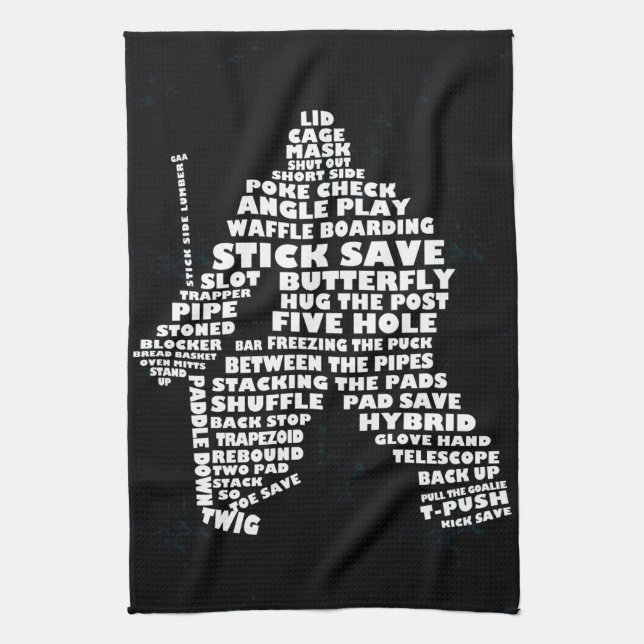 Hockey Goalie Typography Kitchen Towel (Vertical)