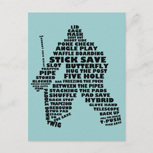 Hockey Goalie Typography Postcard (Front)