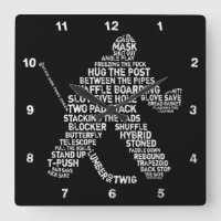 Hockey Goalie Typography Wall Clock