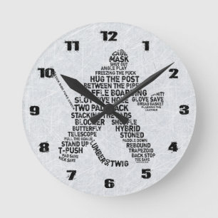 Hockey Goalie Typography Wall Clock