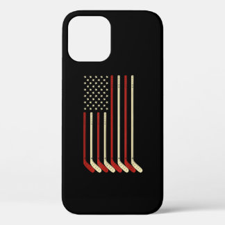 Hockey Goalie USA Flag Hockey Stick Ice Hockey iPhone 12 Case
