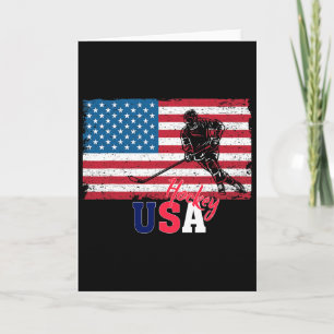 Hockey Goalie Usa Flag Hockey Stick Ice Hockey For Card