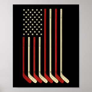 Hockey Goalie USA Flag Hockey Stick Ice Hockey Poster