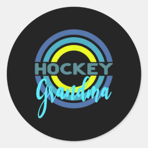 Hockey Grandma With Modern Hockey Circles Classic Round Sticker