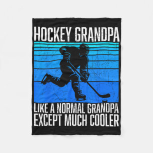 Hockey Grandpa Funny Hockey Fan Player Ice Hockey Fleece Blanket
