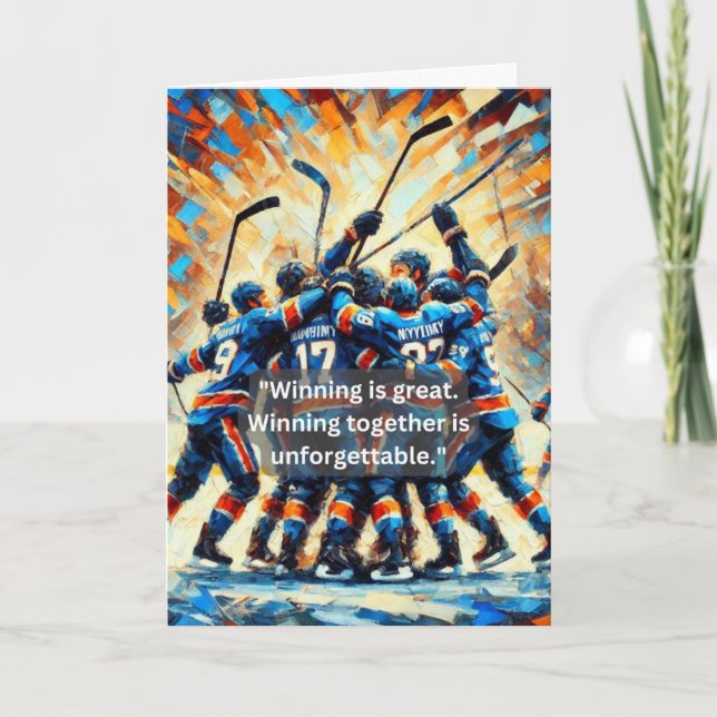 Hockey Greeting Card – "Winning Together" (Front)