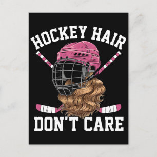 Hockey hair dont care a playful hockey design 2026 holiday postcard
