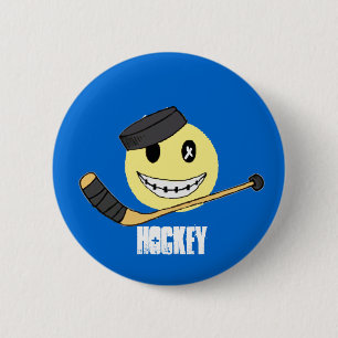 HOCKEY HAPPY 6 CM ROUND BADGE