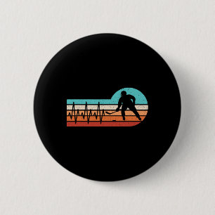 Hockey Heartbeat Retro Ice Hockey Player Men Boys  6 Cm Round Badge