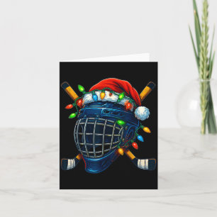 Hockey Helmet Christmas Lights Santa Hat Design Xm Card