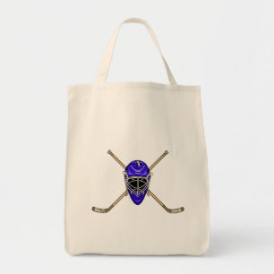 Hockey Helmet & Cross Sticks Blue Tote Bag