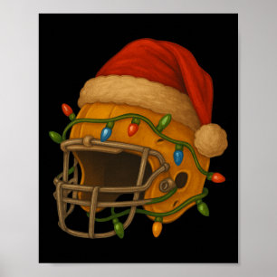 Hockey Helmet Santa Christmas Lights Xmas Men Boys Poster