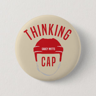 Hockey Helmet Thinking Cap Flair Funny 6 Cm Round Badge