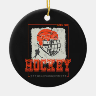 Hockey Helmet Vintage Player Game Trainer Or Coach Ceramic Tree Decoration