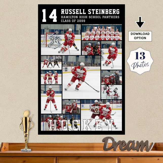 Hockey High School Senior 13 Photo Collage Poster (Creator Uploaded)
