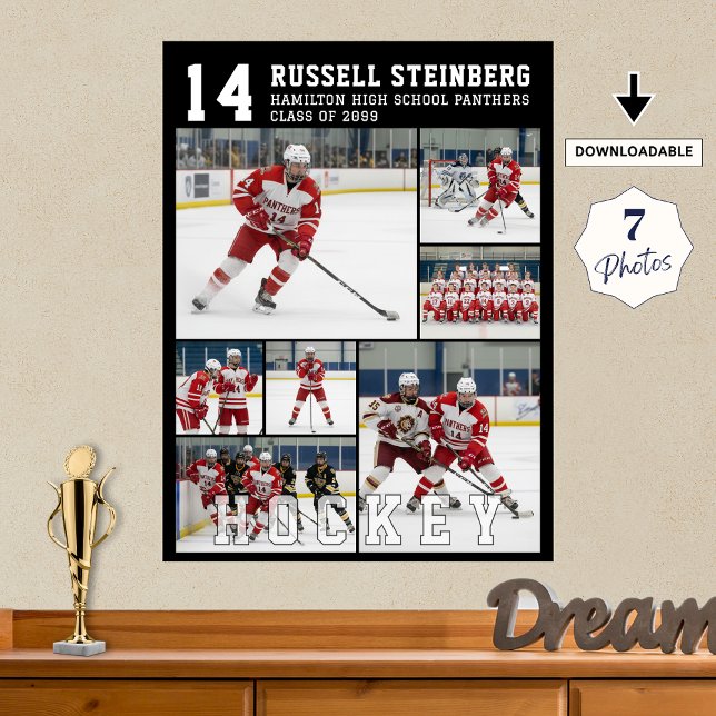 Hockey High School Senior 7 Photo Collage Poster (Creator Uploaded)