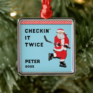 Hockey Holiday Gift Metal Tree Decoration