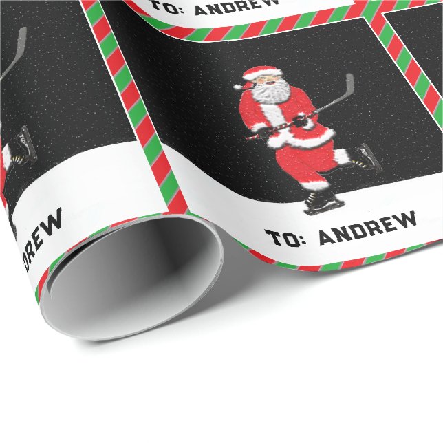 Hockey Holiday Gift Wrapping Paper (Roll Corner)