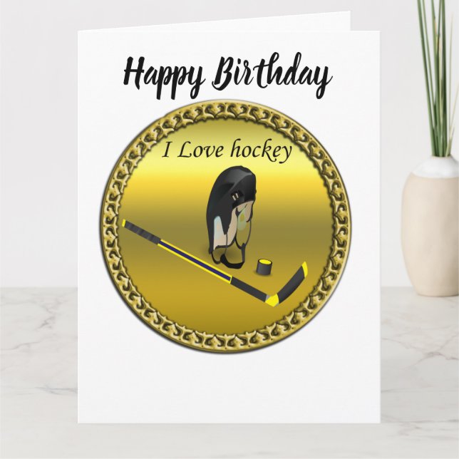 Hockey I Love custom design with stick and helmet Card (Front)