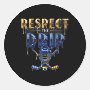 Hockey Ice Cream Drip _1  Classic Round Sticker