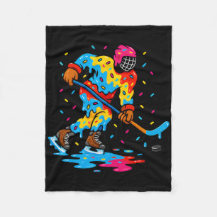 Hockey Ice Cream Drip Boys Girls Ice Hockey Youth Fleece Blanket