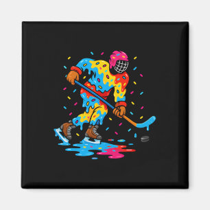 Hockey Ice Cream Drip Boys Girls Ice Hockey Youth  Magnet