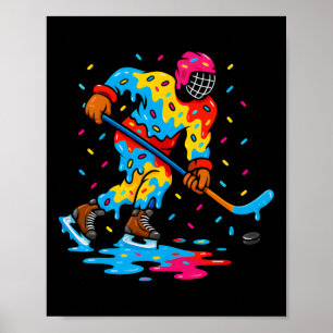 Hockey Ice Cream Drip Boys Girls Ice Hockey Youth Poster