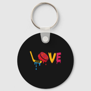 Hockey Ice Cream Drip Boys Ice Hockey Love Youth P Key Ring