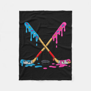 Hockey Ice Cream Drip Boys Ice Hockey Youth Player Fleece Blanket