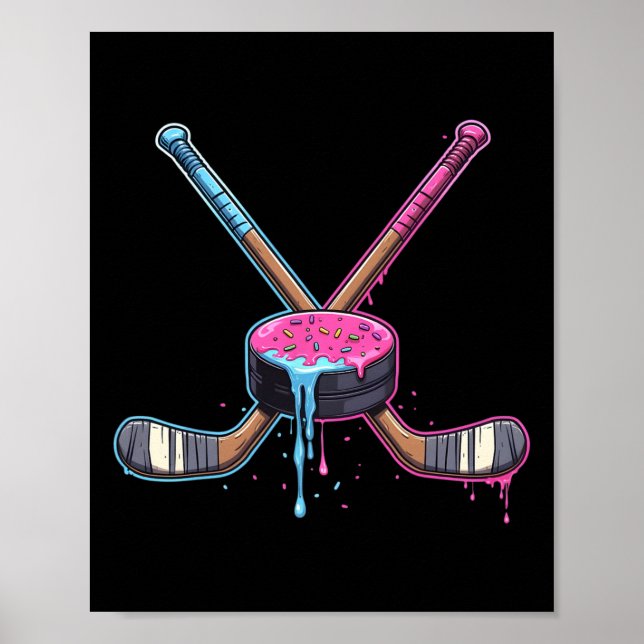 Hockey Ice Cream Drip Boys Youth Kids Men Women Dr Poster (Front)