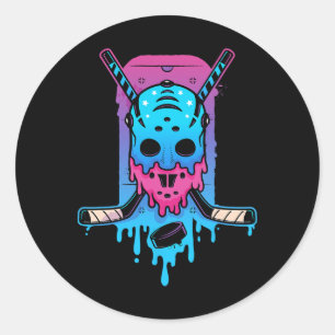 Hockey Ice Cream Drip Classic Round Sticker